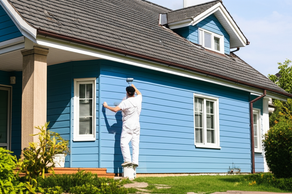 Professional painter working on a home interior